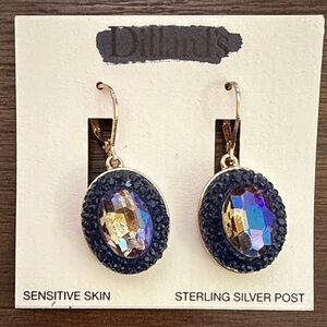 Dillard's Gold and Blue Oval Earrings